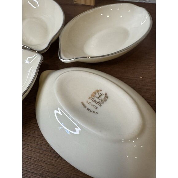 Lenox Set Of 4 Porcelain Butter Lemon Dish ,Tea Bag Rest, Open Salt Cellar White - Picture 4 of 6